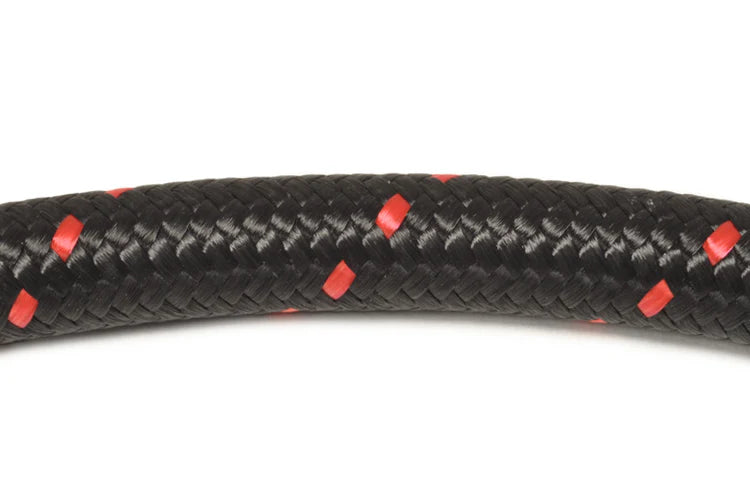 Vibrant Black/Red Nylon Braided Flex Hose/2 feet/4an