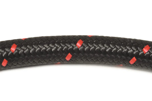 Vibrant Black/Red Nylon Braided Flex Hose/2 feet/4an
