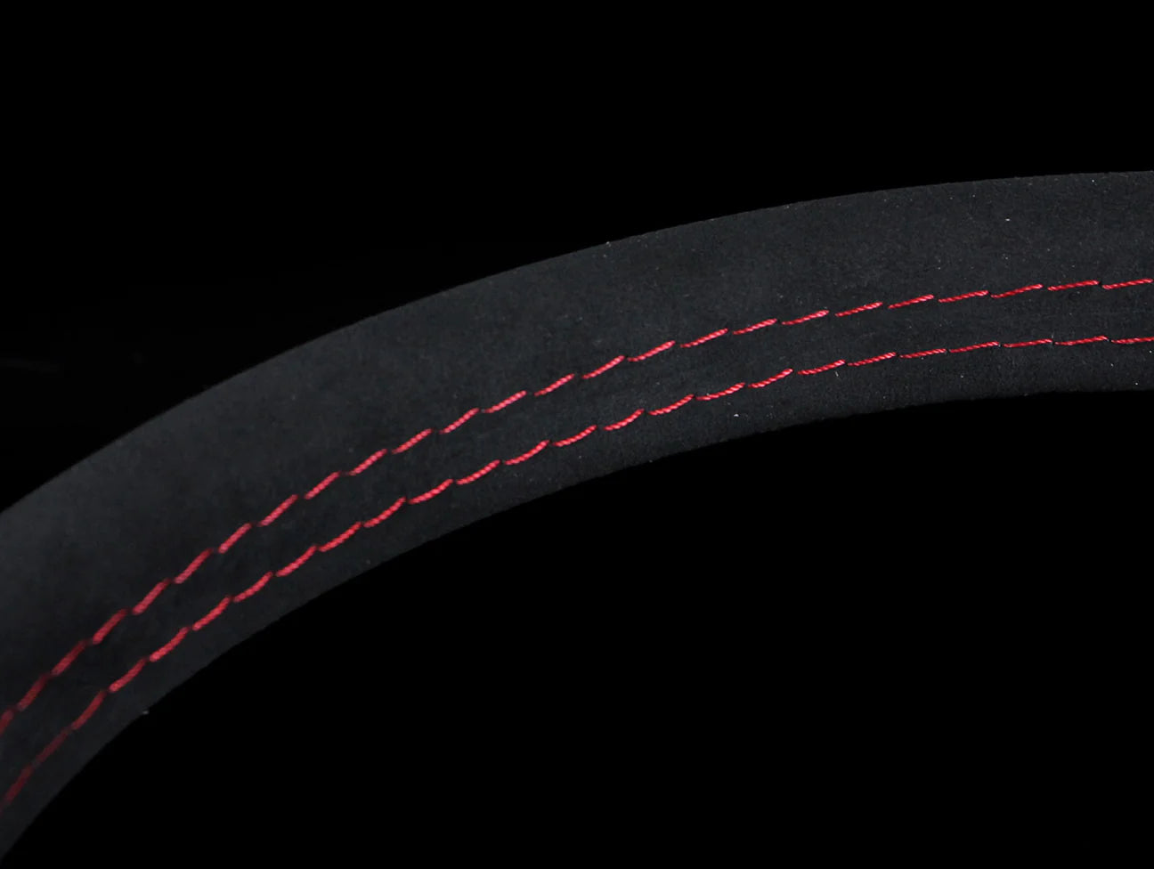 Momo Monte Carlo Steering Wheel - Black Alcantara Suede w/Red Stitch)