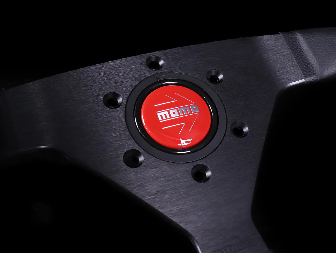 Momo Monte Carlo Steering Wheel (Black Leather / Red Stitch)
