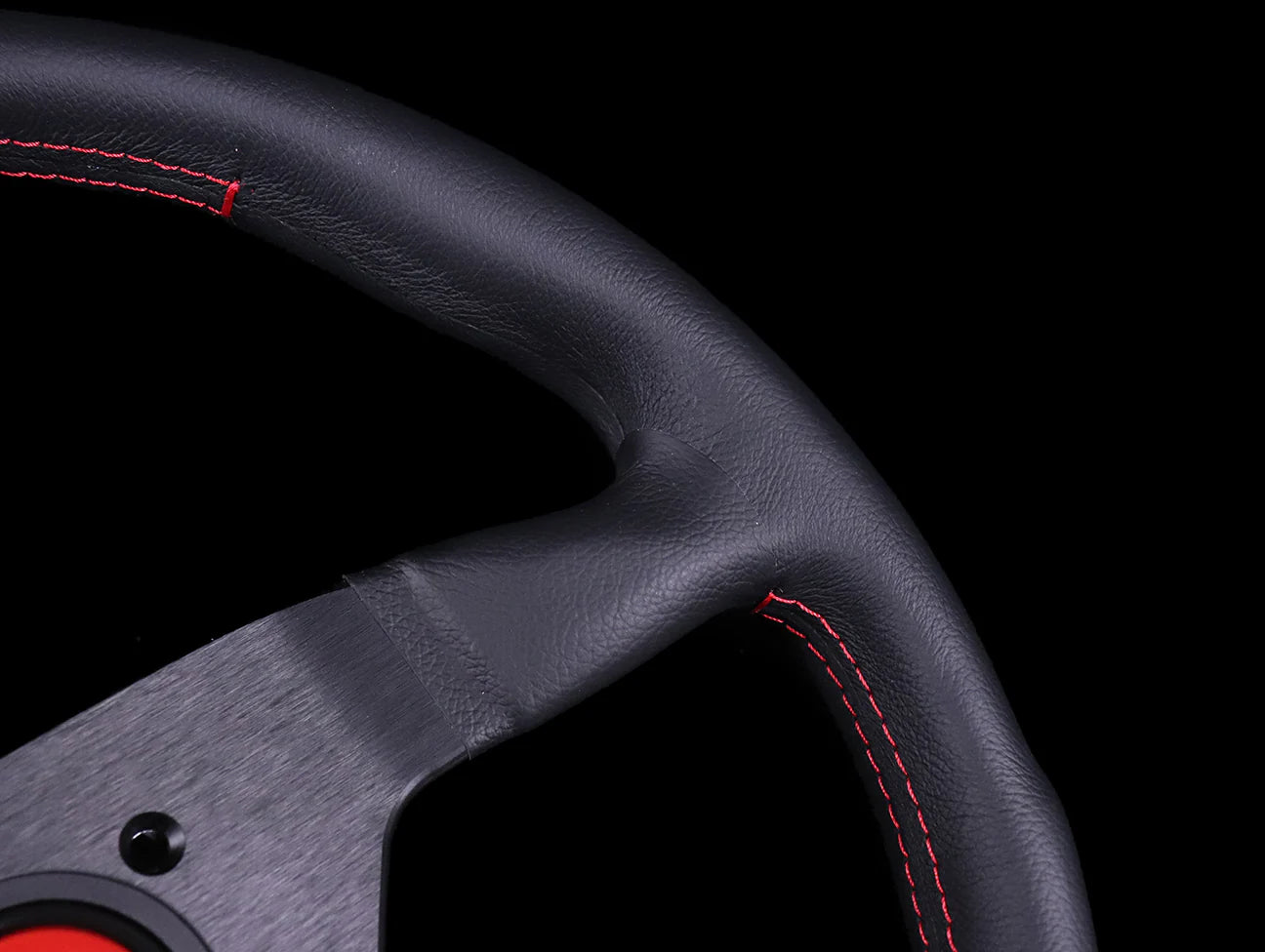Momo Monte Carlo Steering Wheel (Black Leather / Red Stitch)