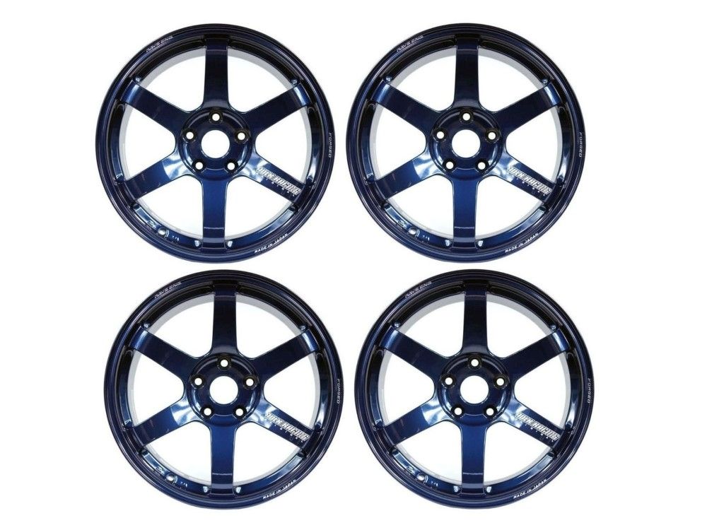 Volk Racing TE37 Saga S-plus Wheel Set 18x10 | 18x12 Mag Blue Nissan GT-R R35