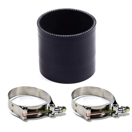 Squirrelly Black Straight Silicone Coupler w/ T-Bolt Clamps 3"