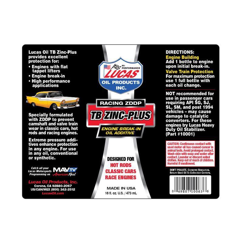Lucas Oil Engine Break-In Oil Additive TB Zinc - 1 Pint