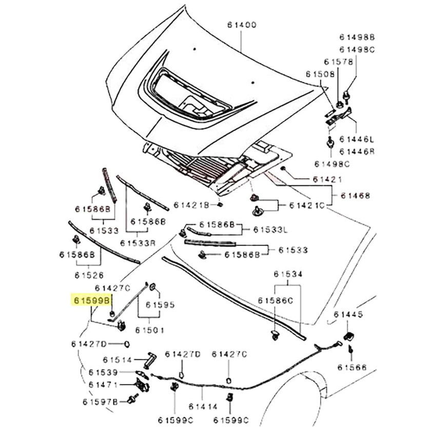 Mitsubishi OEM Hood Prop Locking Clip | 2001-2006 Mitsubishi Evo 7/8/9