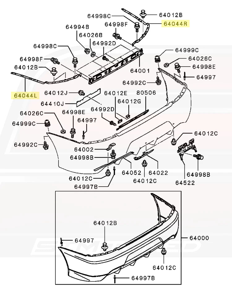 Mitsubishi OEM Rear Bumper Support Bracket for Evo 7/8/9