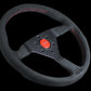 Momo Monte Carlo Steering Wheel - Black Alcantara Suede w/Red Stitch)