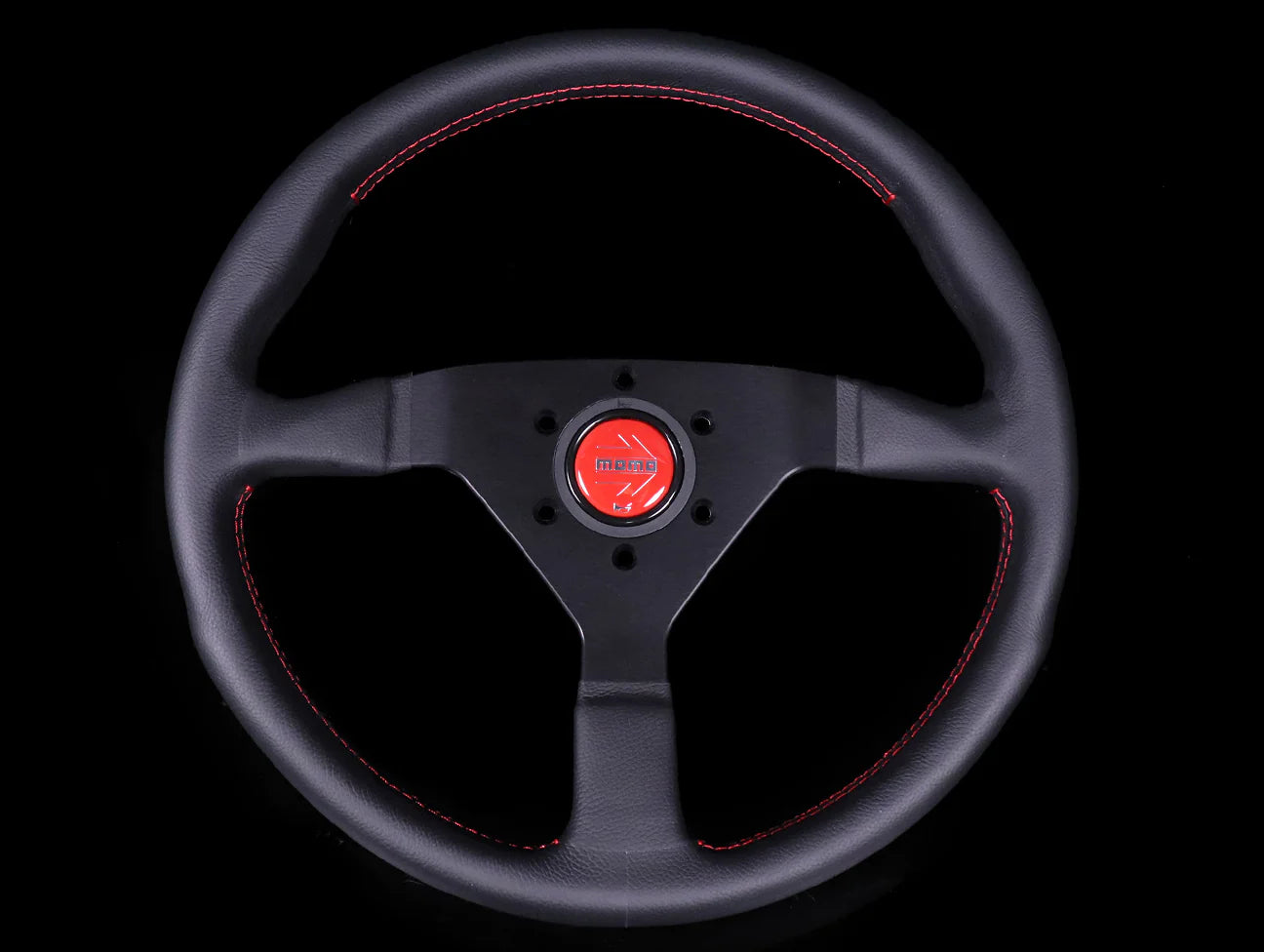 Momo Monte Carlo Steering Wheel  (Black Leather / Red Stitch)