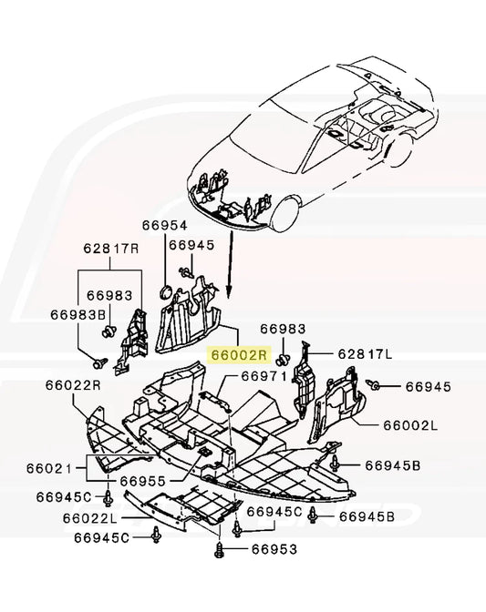 Mitsubishi OEM Engine Splash Shield RH for Evo 7/8/9