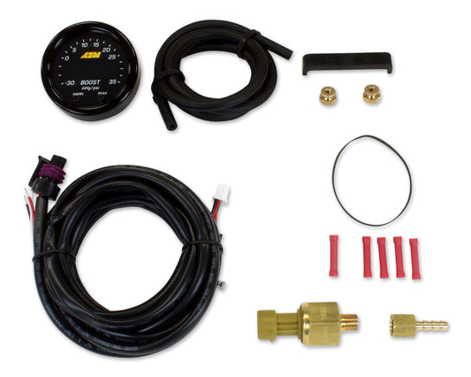 AEM Electronics X-Series Boost Pressure Gauge -30~60psi | -1~4bar with Black Bezel & Black Faceplate