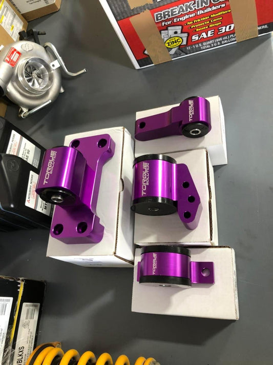 evo 8/9 purple mounts, torque solution mounts evo, evo motor mounts, purple motor mounts evo 
