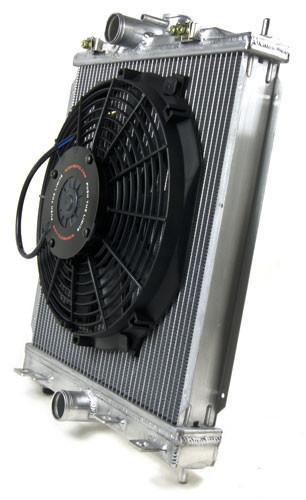 Small Radiator Kit with 12" Slim Electric Fan | 2001-2006 Mitsubishi Evo 7/8/9