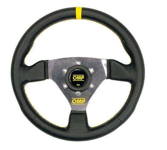 OMP Racing Steering Wheel Trecento: Flat 300mm | Black Leather